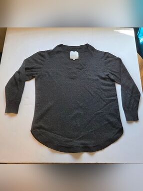 Part Two Cashmere Blend Dark Charcoal V-Neck Sweater